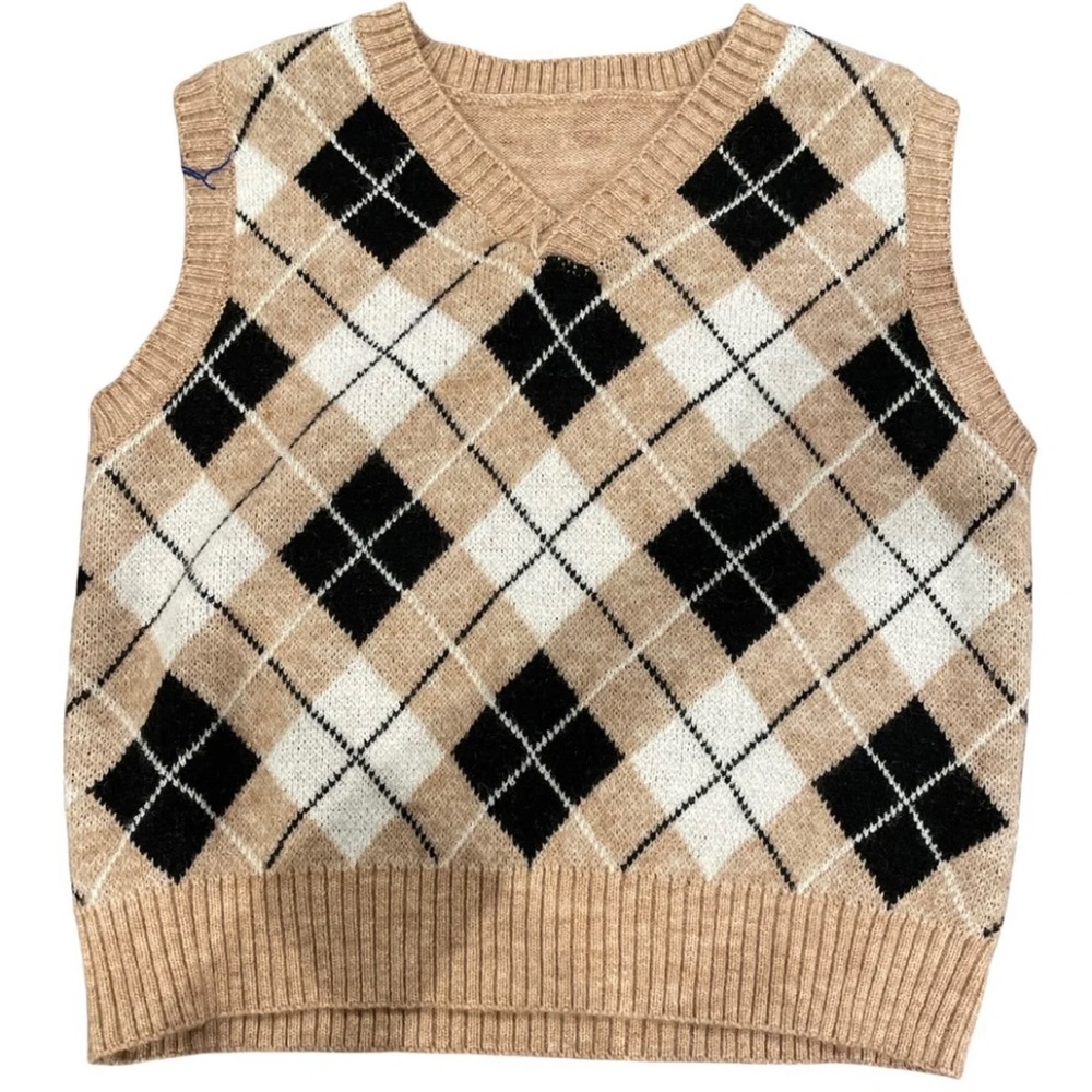 Tan Argyle Sweater Vest